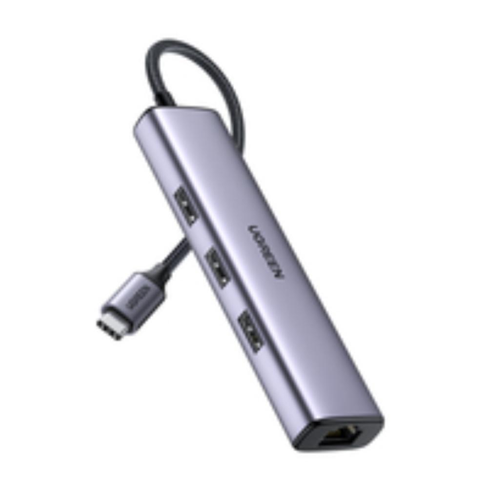 UGREEN Adattatore USB Type-C 4 in 1, RJ45 Gigabit, 3x USB3.0