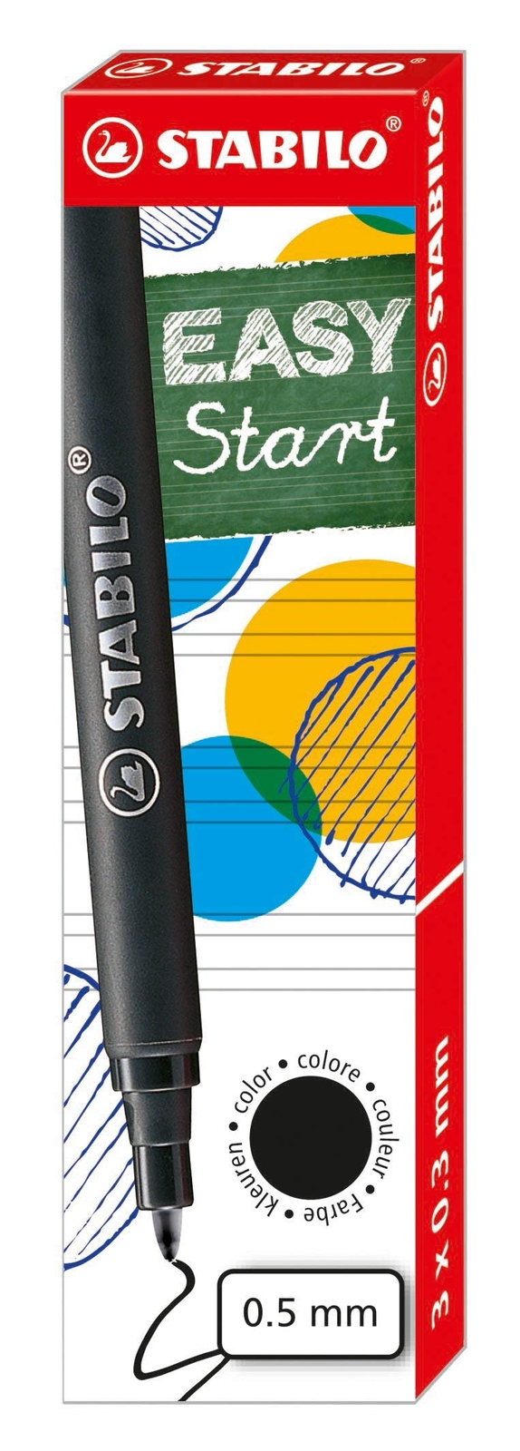 Ergonomic Rollerball - STABILO EASYoriginal Refills - Pack of 3 - Black Black Pa