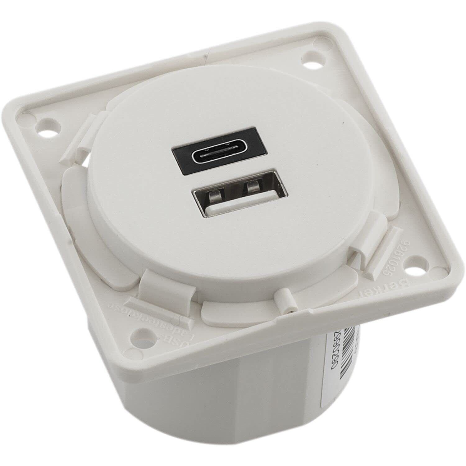 Berker Presa di ricarica USB, 230 V, 2 prese, 3 A, A+C, Int 926202509 (O0J)