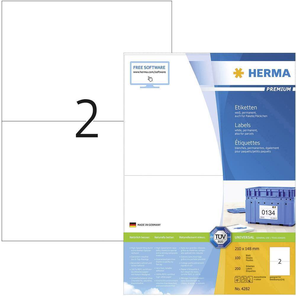 Herma 4282 210 x 148 mm Carta Bianco 200 pz. Permanente Etichetta universale