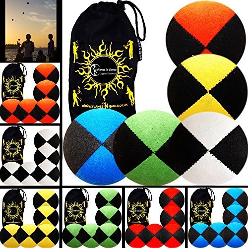 Flames 'N Games 5X PRO Thud Juggling Balls (Scamosciato) Professionale (u2x)