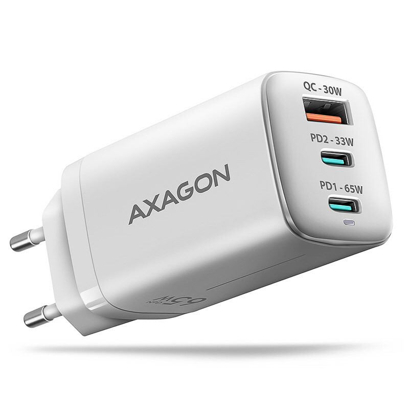 AXAGON ACU-DPQ65W GaN nabijeeka do siti 65W 3x port USB-A+ ACU-DPQ65W