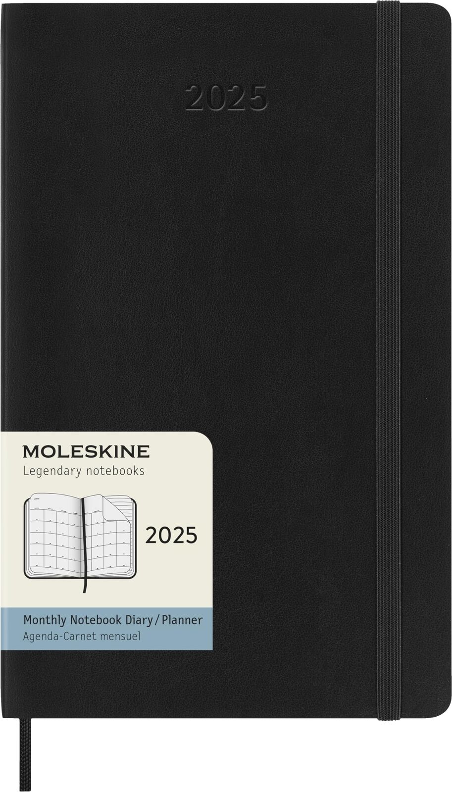 Moleskine Monthly Planner, 12-Month Agenda 2025, Soft Cover and Elastic Closure,