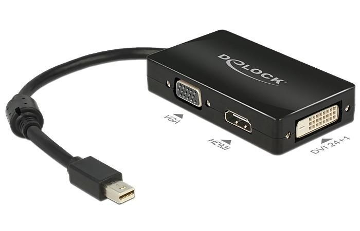 DeLOCK Cavo Mini DisplayPort VGA (D-Sub) HDMI  DVI 0.16mt Nero 62631-Delock Adat