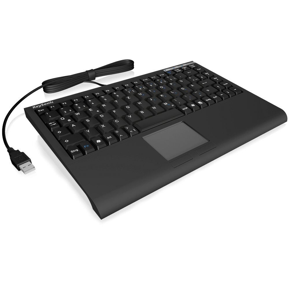 Keysonic ACK-540U+ Black Mini Keyboard with Integrated Smart Touchpad UK Layout