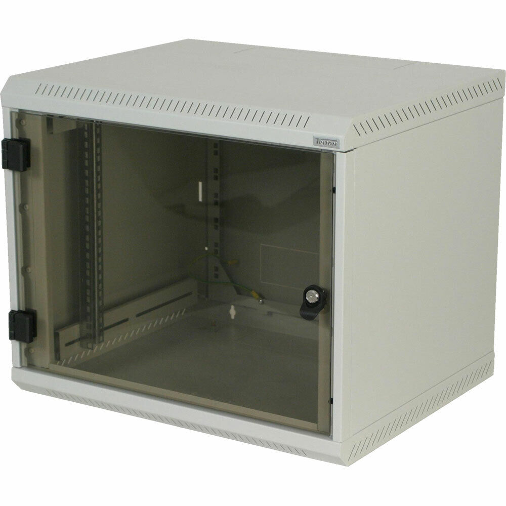 INL Rack 19" da parete, due sezioni, 600x295, 04U, IP30, porta in vetro, grigio
