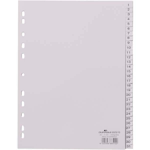 Durable divisore 6523 din a4 1-31 polipropilene grigio 31 schede linguette in