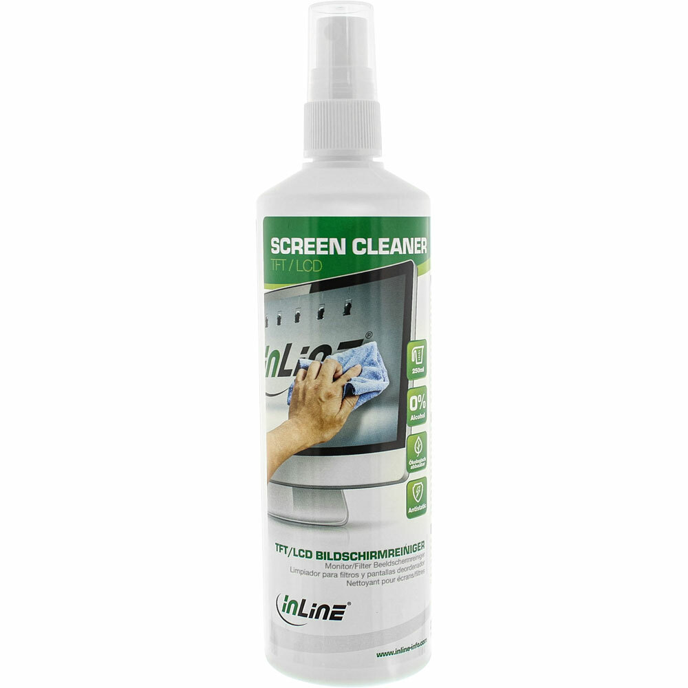 INL InLine® Detergente Display ecologico Pump spray 250ml, per monitor e scherm