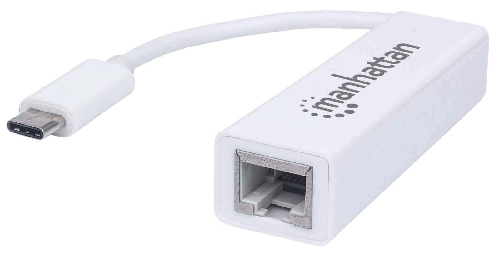 Manhattan USB-C to Gigabit (10/100/1000 Mbps) Network Adapter, White, supports u