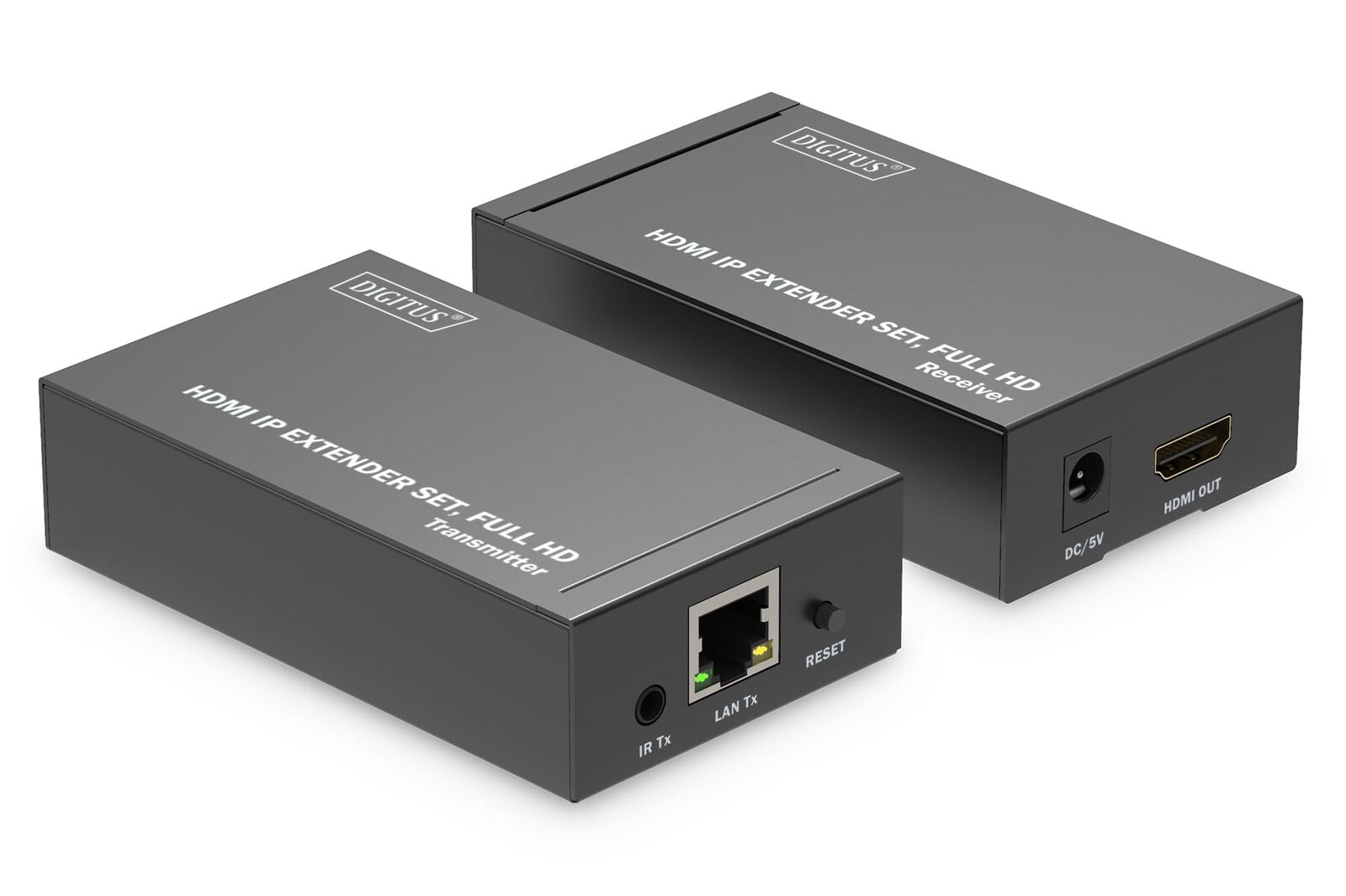 DIGITUS HDMI IP Extender Set, Full HD (1080p/60Hz), 120 m Range, Black