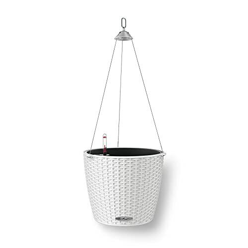 Lechuza Vaso in Resina per Piante Nido Cottage Set Completo - Bianco (N0b)