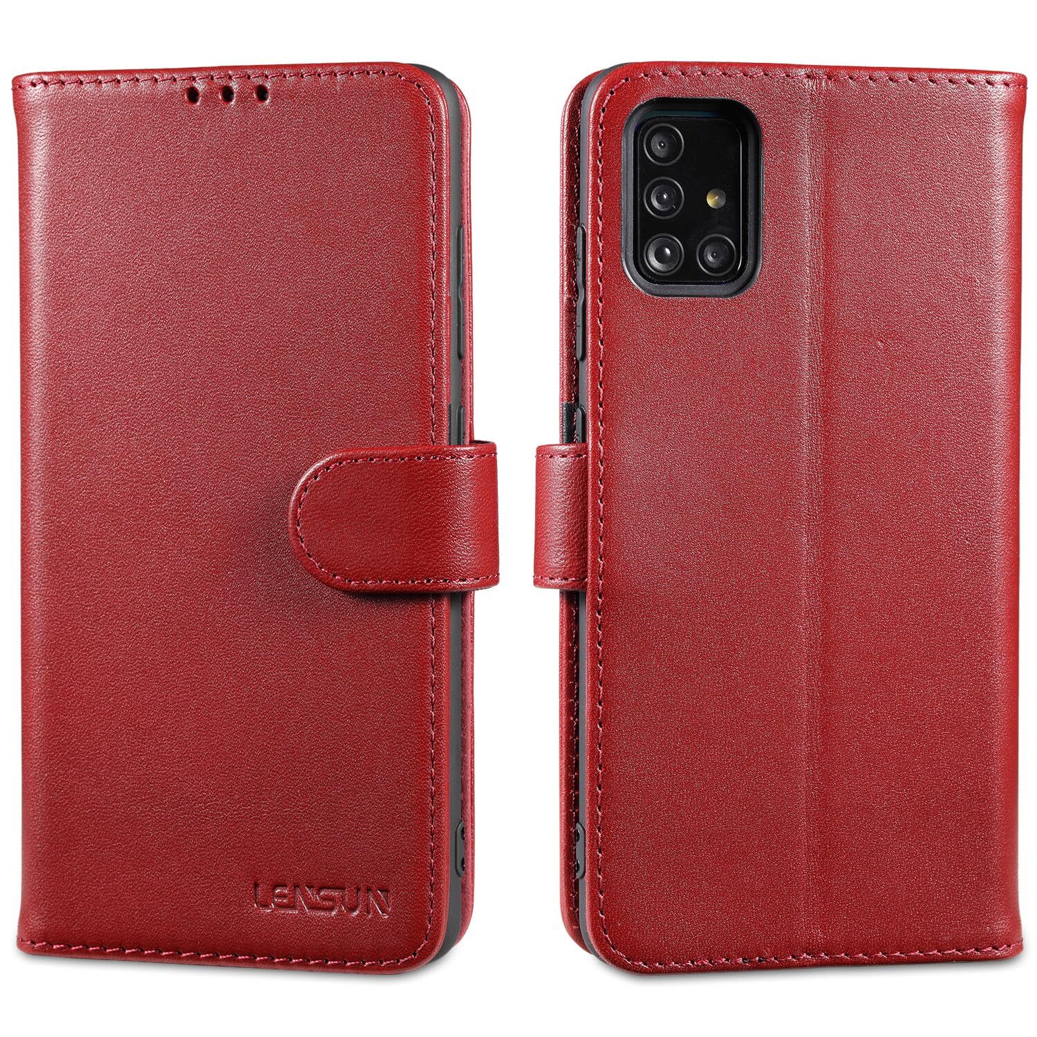 Lensun Cover per Samsung Galaxy A51, Custodia in Vera Pelle [RFID (a6g)