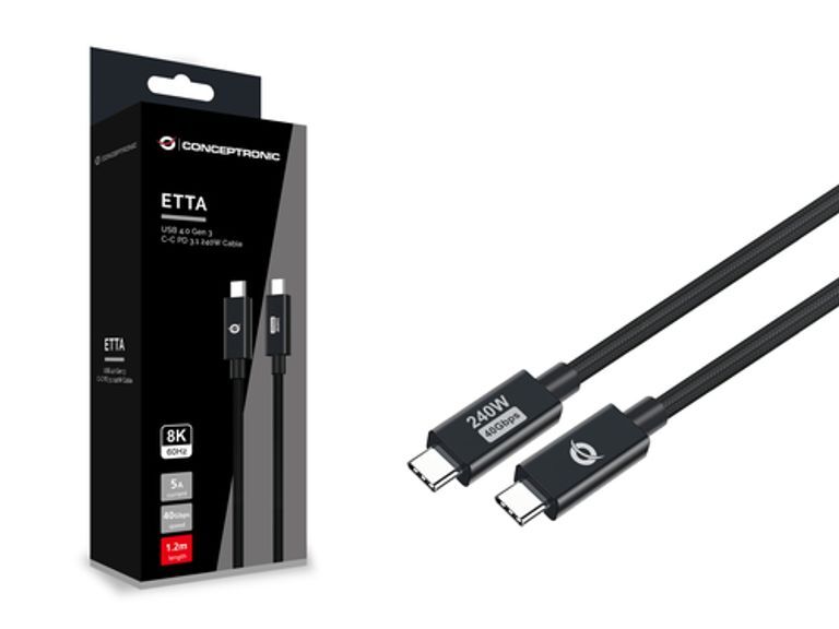 Conceptronic ETTA04B12 cavo USB USB4 Gen 3x2 1,2 m USB C Nero