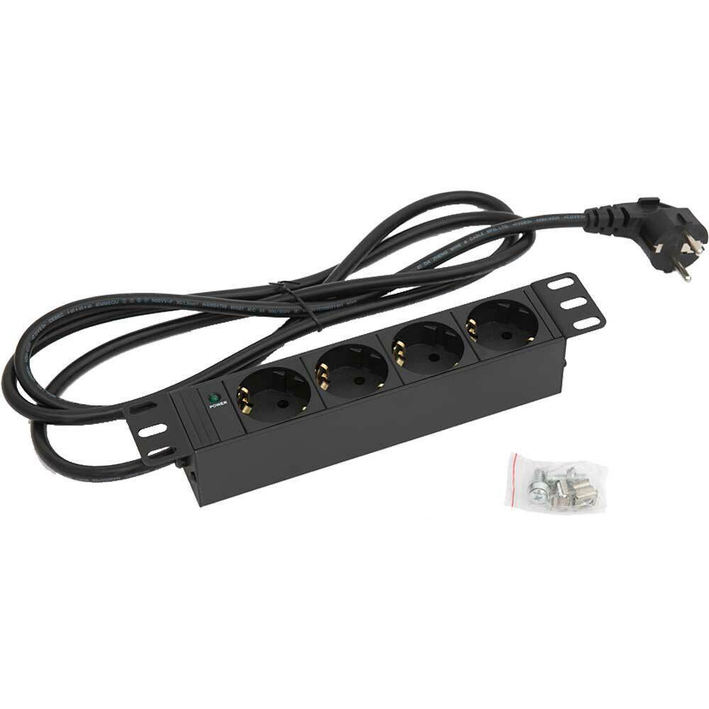 INL Multipresa elettrica per armadi Rack 10" 4x presa Schu.ko. DIN standard, 1U
