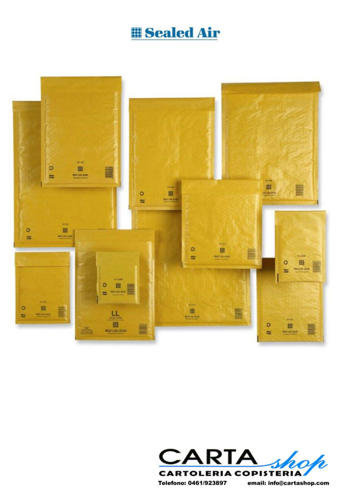 Confezione 10 Buste Imbottite H/5 Sealed Air - Formato Utile 27x36 cm.