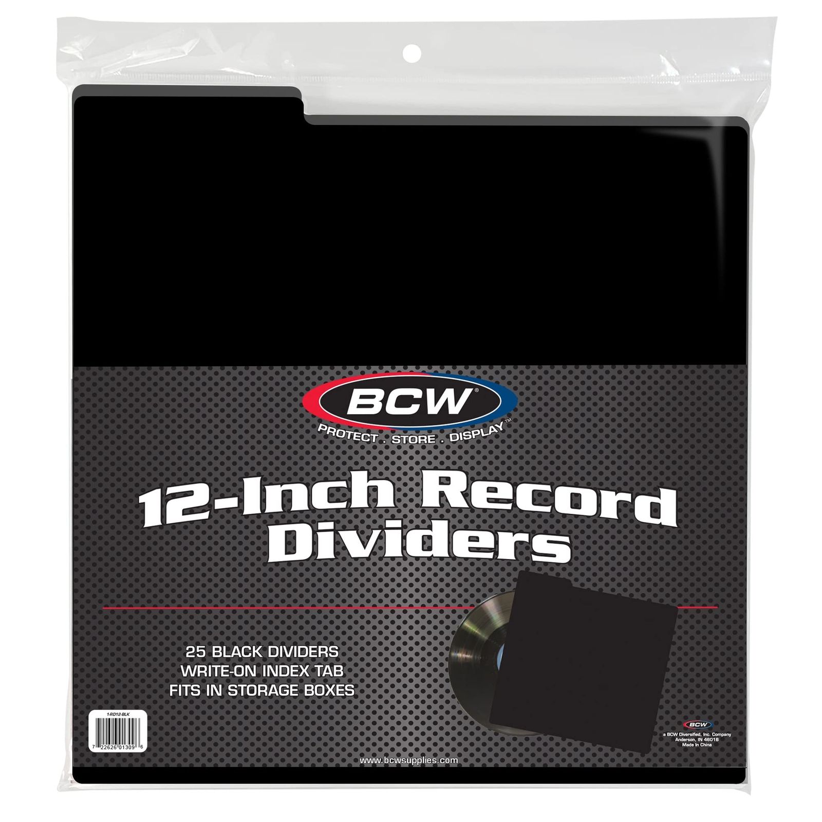 BCW 12 in Record Dividers - Black