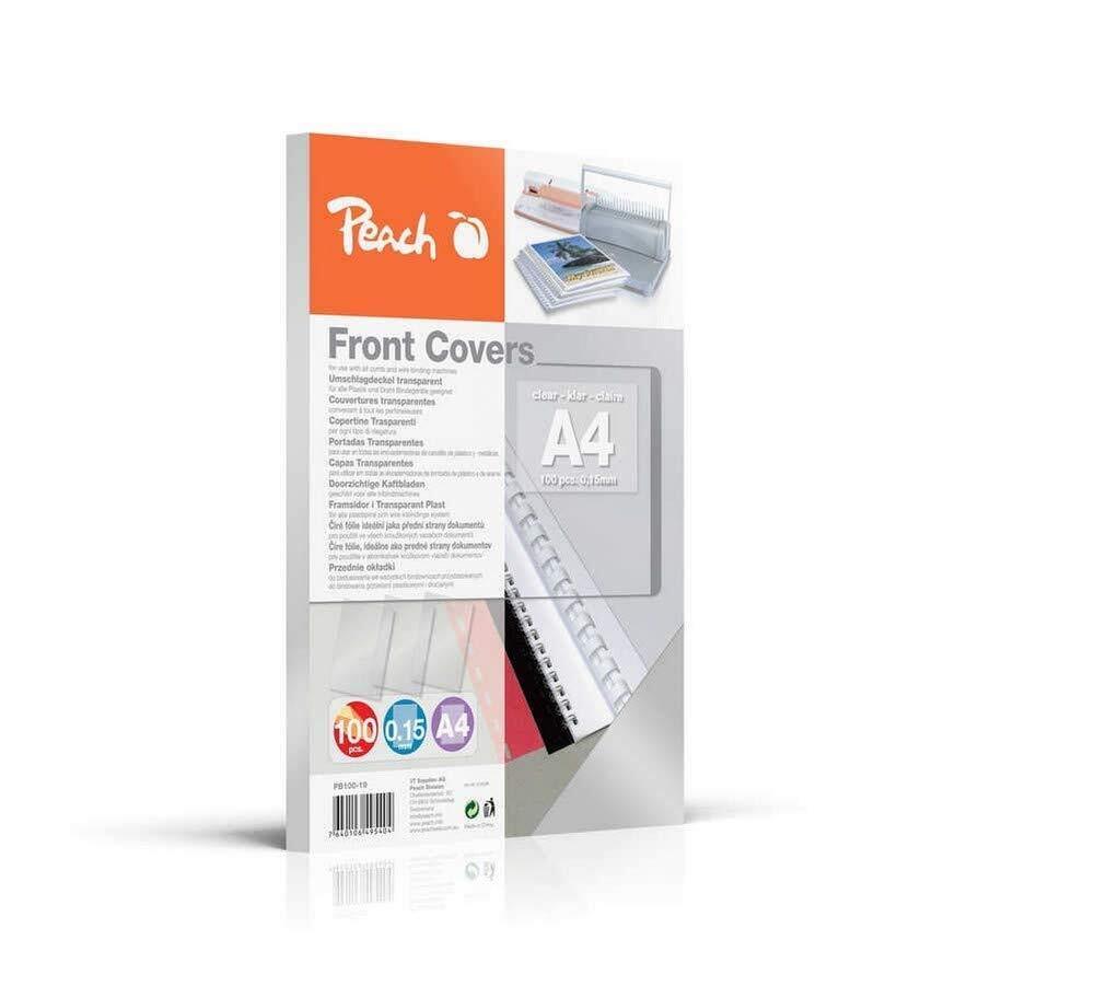 Peach PB100-19 Deckblätter DIN A4, 0.15 mm, 100 Stück, transparent 100 Deckblätt