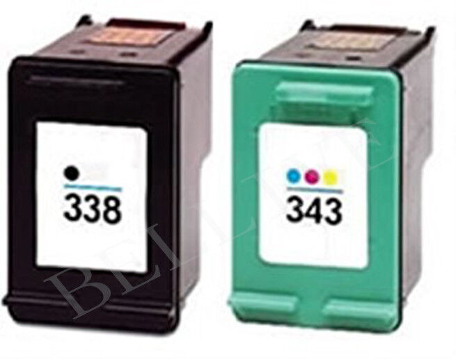 2 CARTUCCE PER HP 338 HP 343 DESKJET 460C 5740 5745 6520 6540 6620 6840 9800 BL