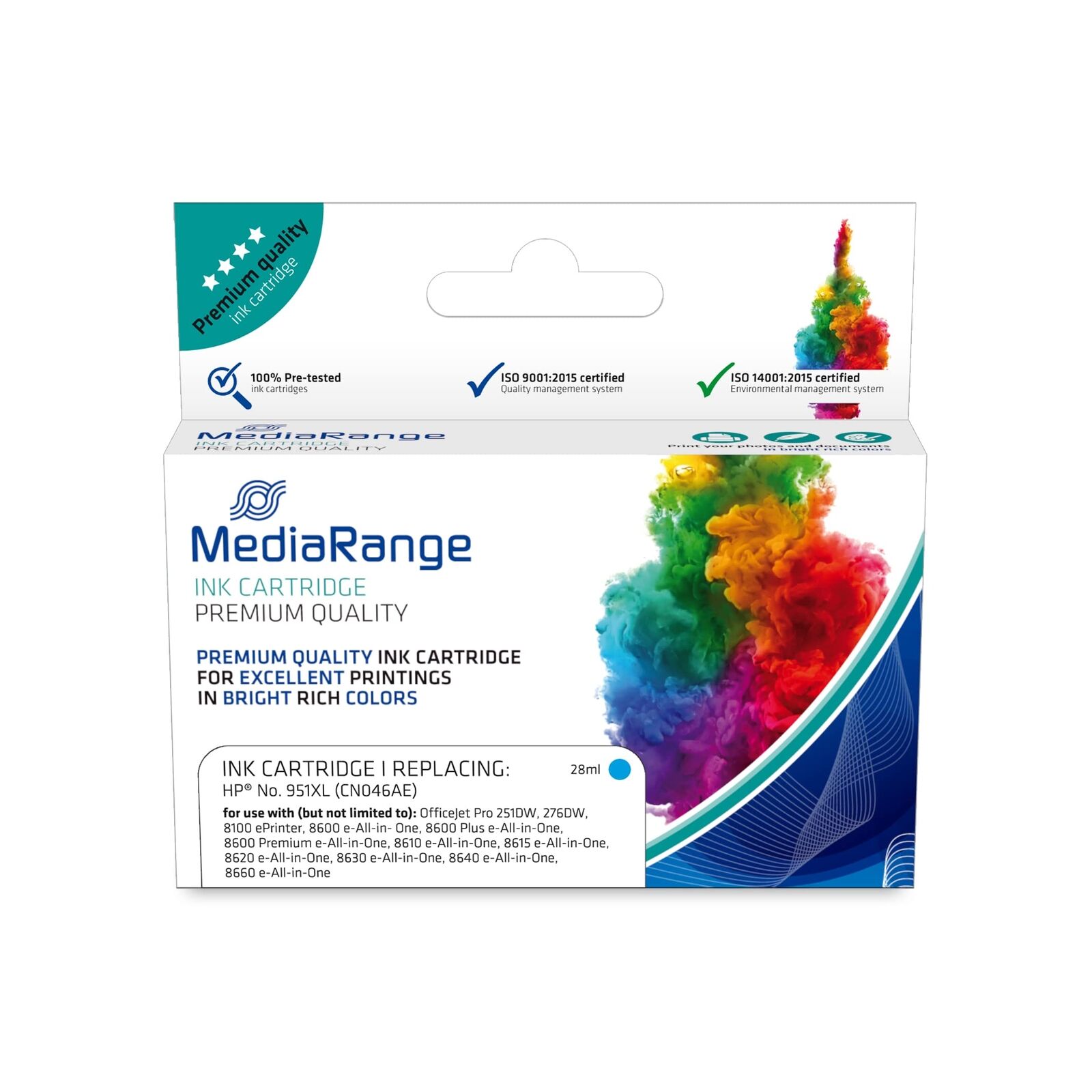 MediaRange Cyan Ink Cartridge for HP No. 951XL with Chip and Ink Level Indicator