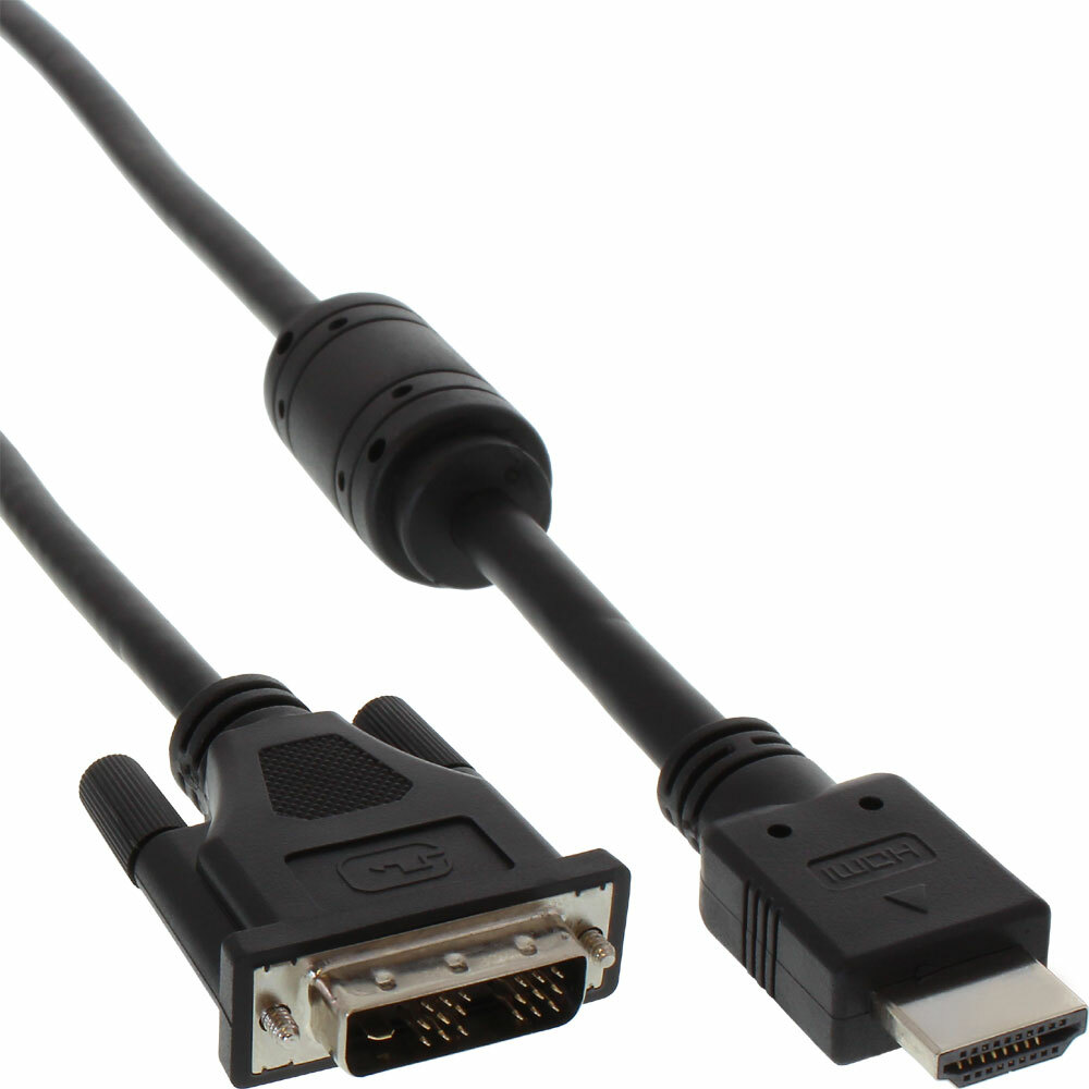 INL InLine® Cavo HDMI a DVI 18+1, ferrite, 1,5m, nero, maschio / maschio, compa