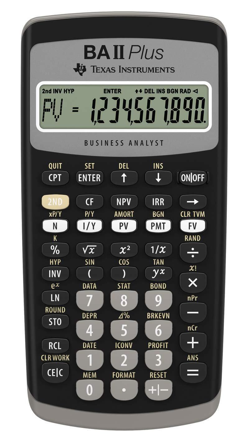 Texas Instruments BA II Plus Financial Calculator (Single Line, 10 Digit Display