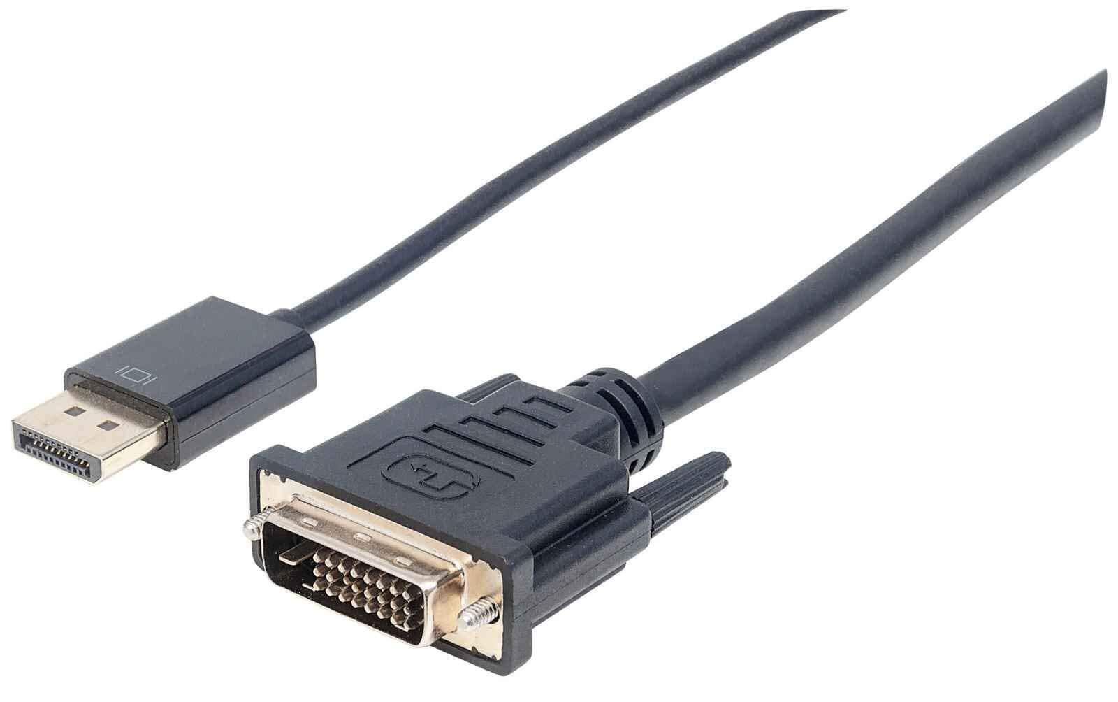 Manhattan DisplayPort 1.2a to DVI-D 24+1 Cable, 1080p@60Hz, 3m, Male to Male, Pa
