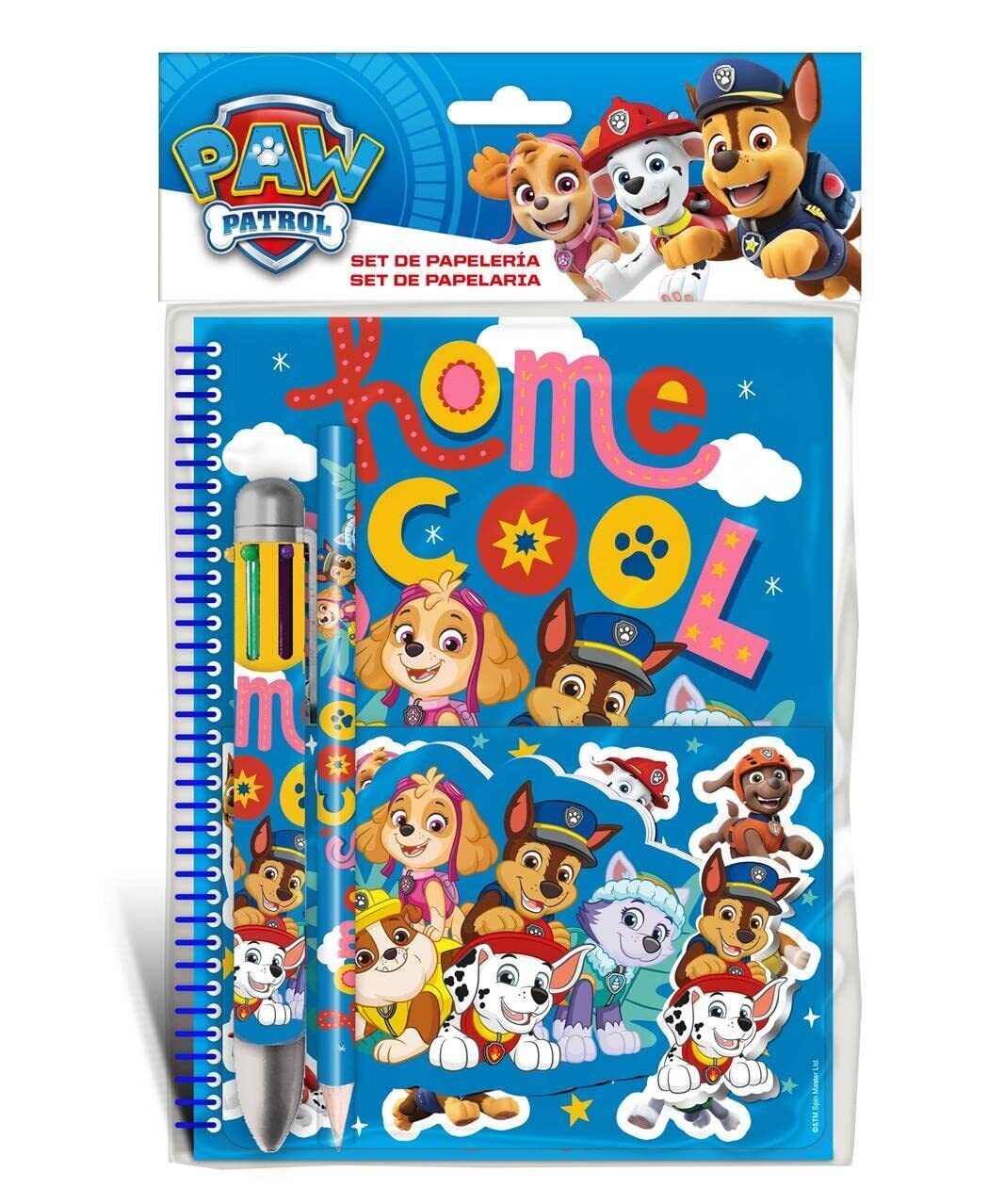 PAW PATROL - Children's Stationery Set A5 Notebook, Pencil, Pen, Eraser, Mini pa