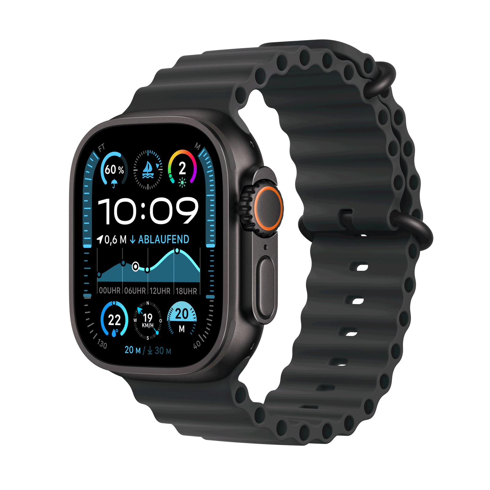 Apple Watch Ultra 2 GPS + Cellular 49mm Black Titanium Case mit Black Ocean Band