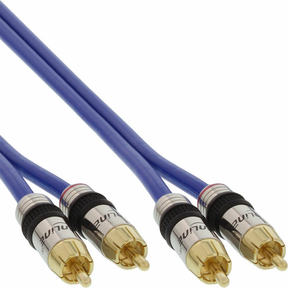 INL InLine® Cavo Audio 2x RCA maschio / maschio, 10m, schermato, dorato, PREMIU