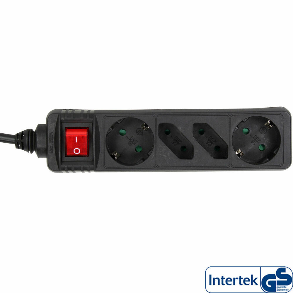 INL InLine® Multipresa 4-prese, 2x Schu.ko + 2x Euro, con interruttore, con sic