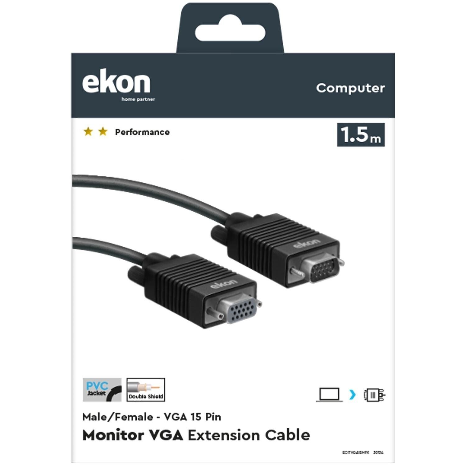 Cavo Ekon VGA 15 pin maschio a VGA 15 pin femmina 1,5 MT