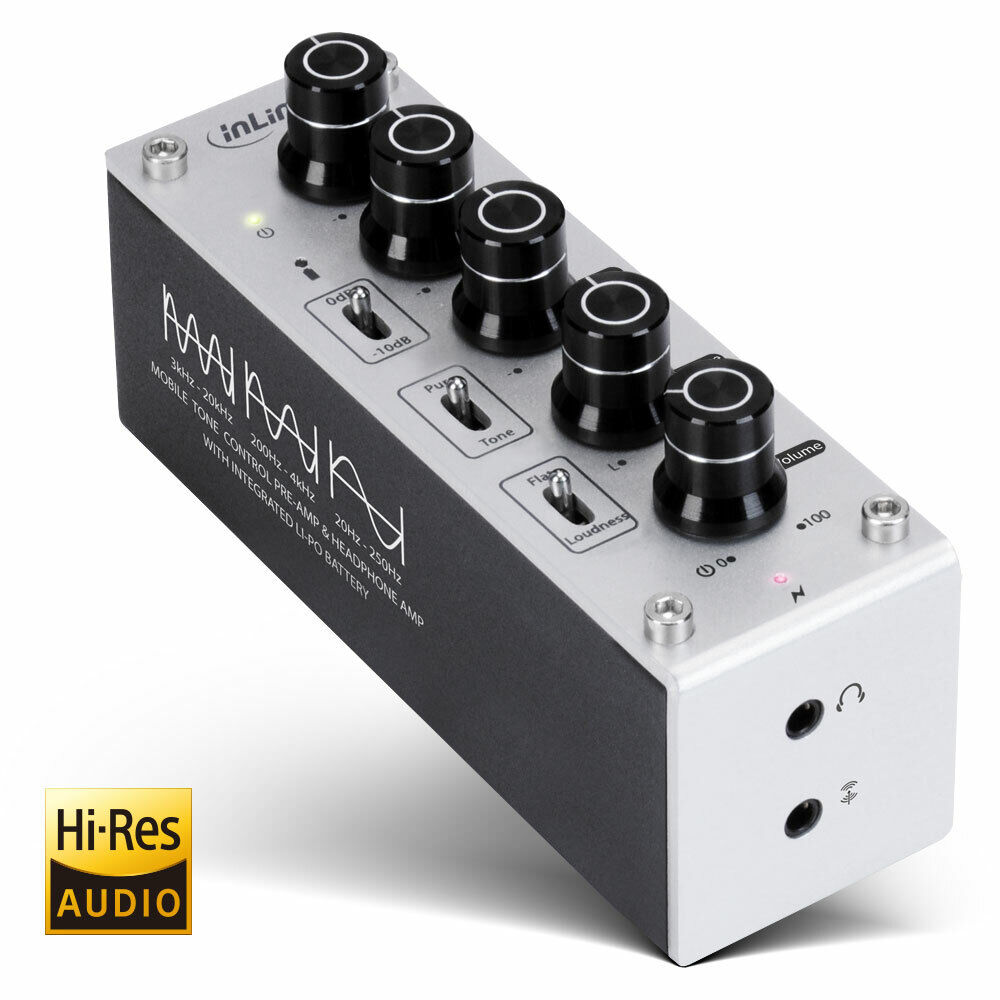 INL InLine® Amplificatore cuffie AmpEQ mobile, Hi-Res AUDIO equalizzatore, Jack