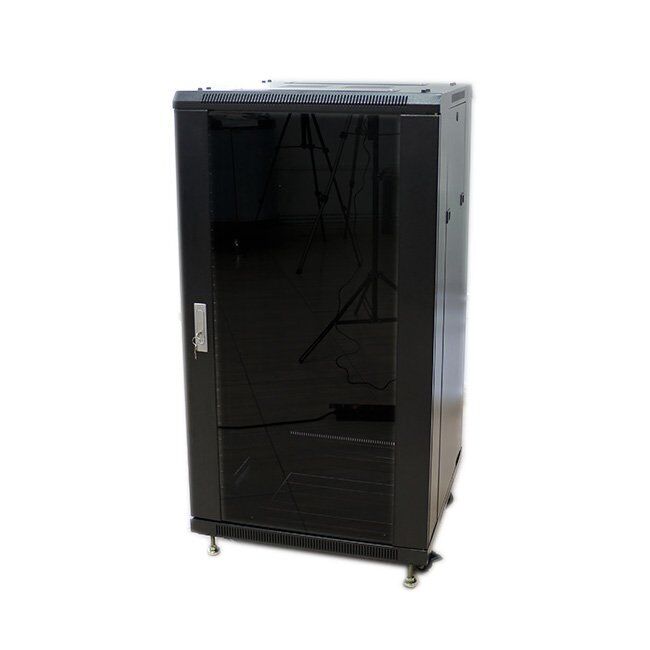 Armadio di Pavimento 19 " 32U 600x600 Con Porta Vetro E Inferiore Metallo