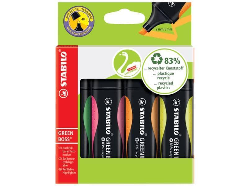 Evidenziatori Stabilo Green Boss 2-5 mm assortiti Conf. 4 pezzi - 6070/4
