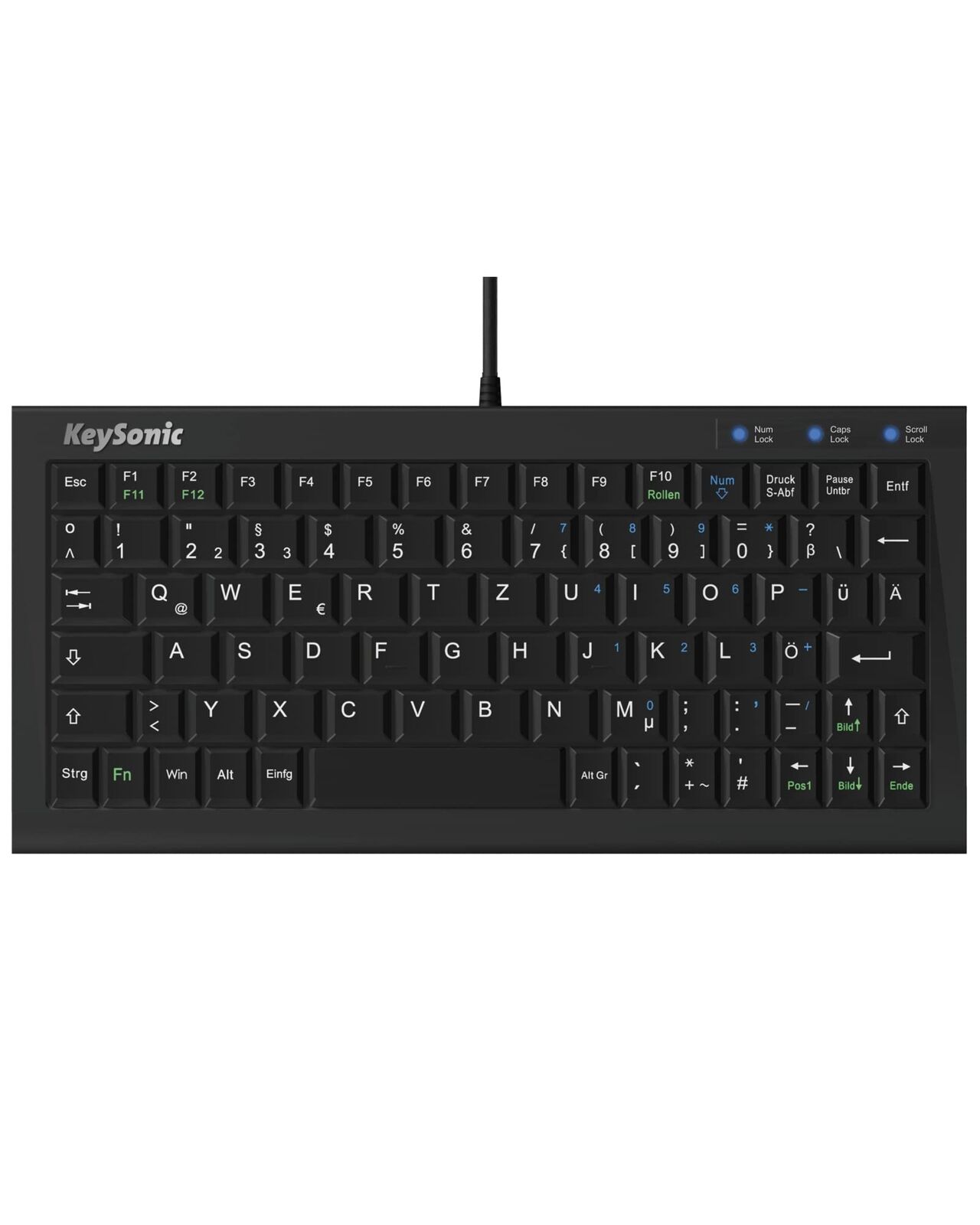 ICY BOX KeySonic ACK-3401U Extra Small Keyboard, USB Cable (2 m), Full Key Circu