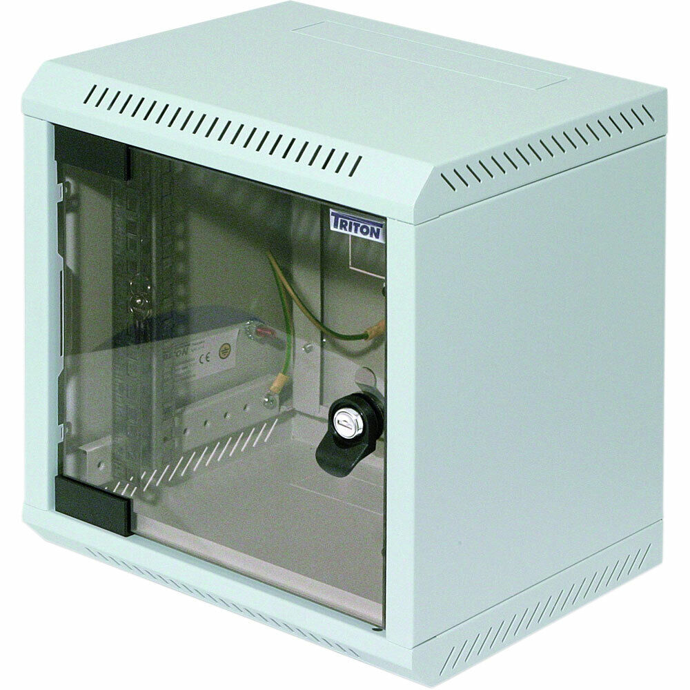 INL Rack 10" da parete, una sezione, 310x260, 09U, IP30, porta in vetro, grigio