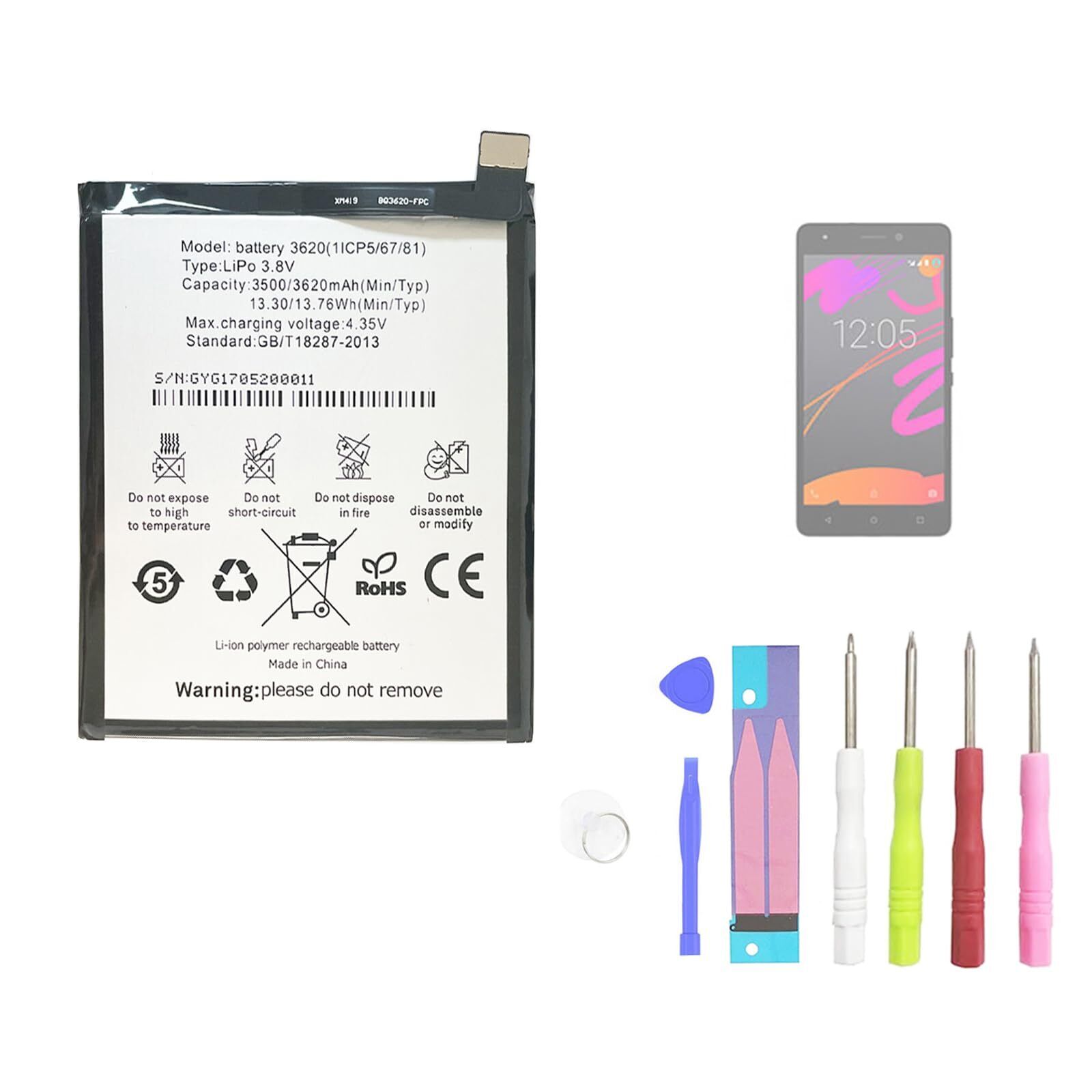 Aousavo BQ 3620 - Batteria di ricambio compatibile con BQ Aquaris M5.5 (J5s)