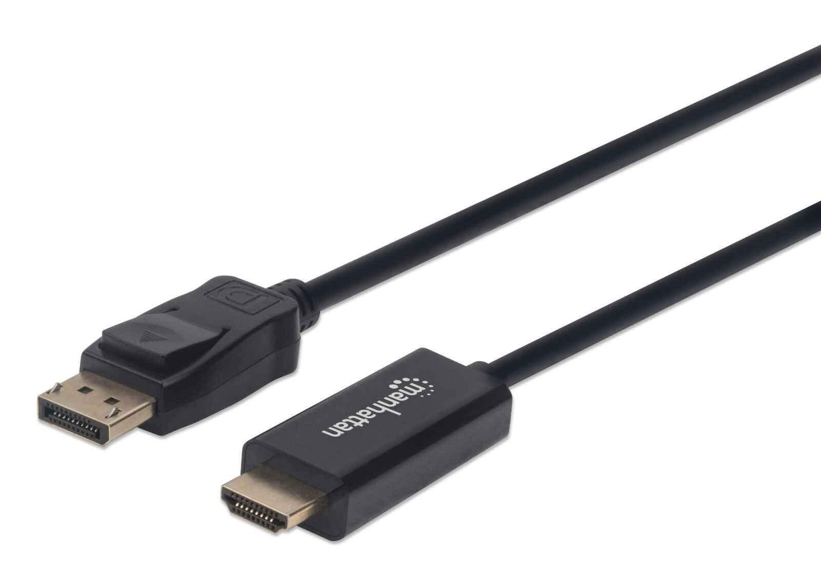 Manhattan DisplayPort 1.1 to HDMI Cable, 1080p@60Hz, 1m, Male to Male, DP With L