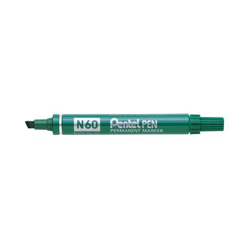 Marcatore Permanente N60 Pentel - Punta Scalpello - 3,9-5,5 mm - N60-D (Verde)