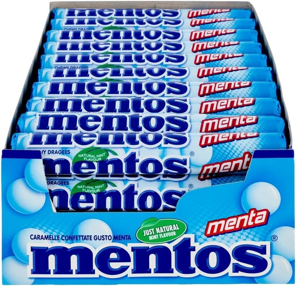 Mentos Menta, Confetti masticabili alla menta, Confezione da 40 rotoli x 38g