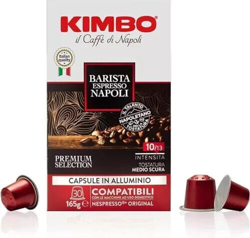100 Capsule Kimbo BARISTA ESPRESSO Napoli Compatibili Nespresso IN ALLUMINIO