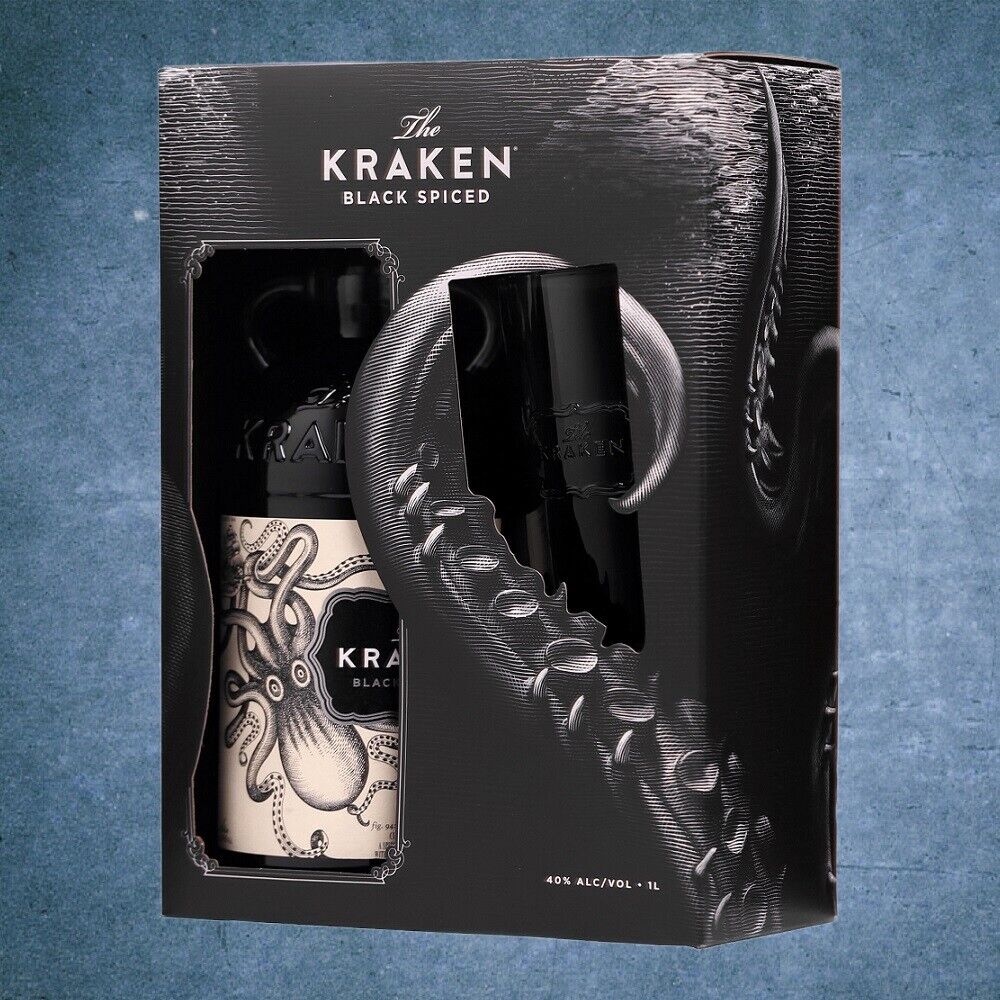 The Kraken - Black Spiced Rum con bicchiere cocktail - 1000ml - IT