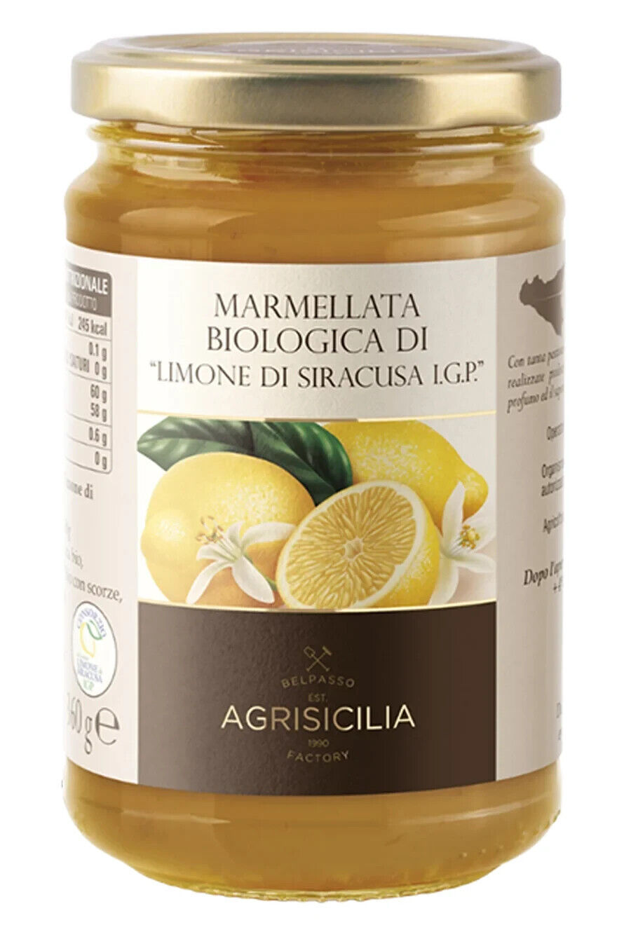 AGRISICILIA MARMELLATA BIOLOGICA DI LIMONE DI SIRACUSA I.G.P. - 360gr