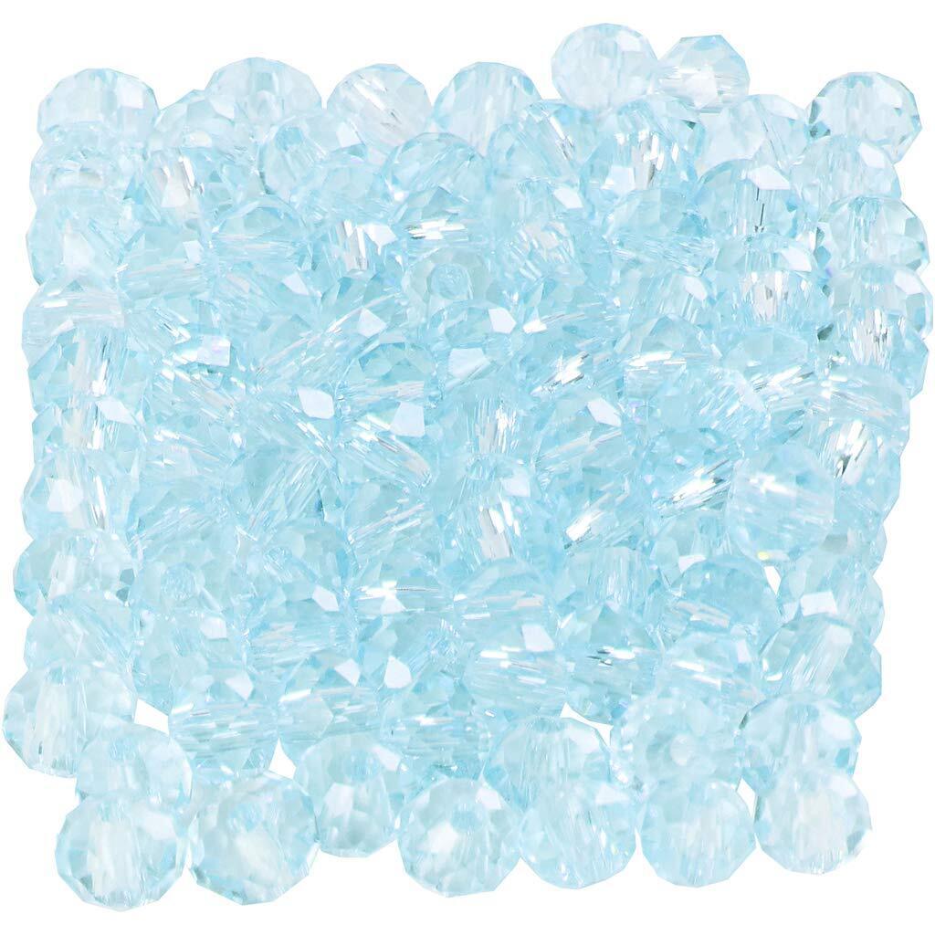 Faceted Beads, size 3x4 mm, sea blue, 100pcs