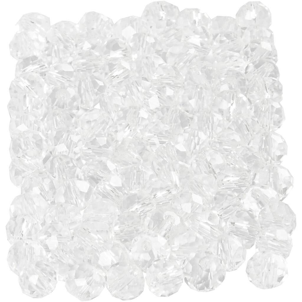 Faceted Beads, size 3x4 mm, crystal, 100pcs