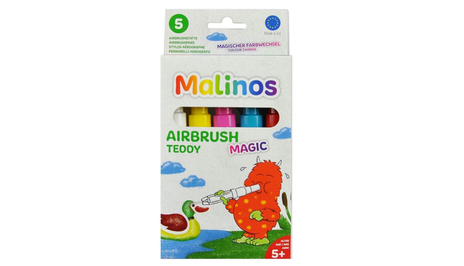 MALINOS 300967 Airbrush Magic 5er Teddy inkl. Schablone A6, 10x20x2cm
