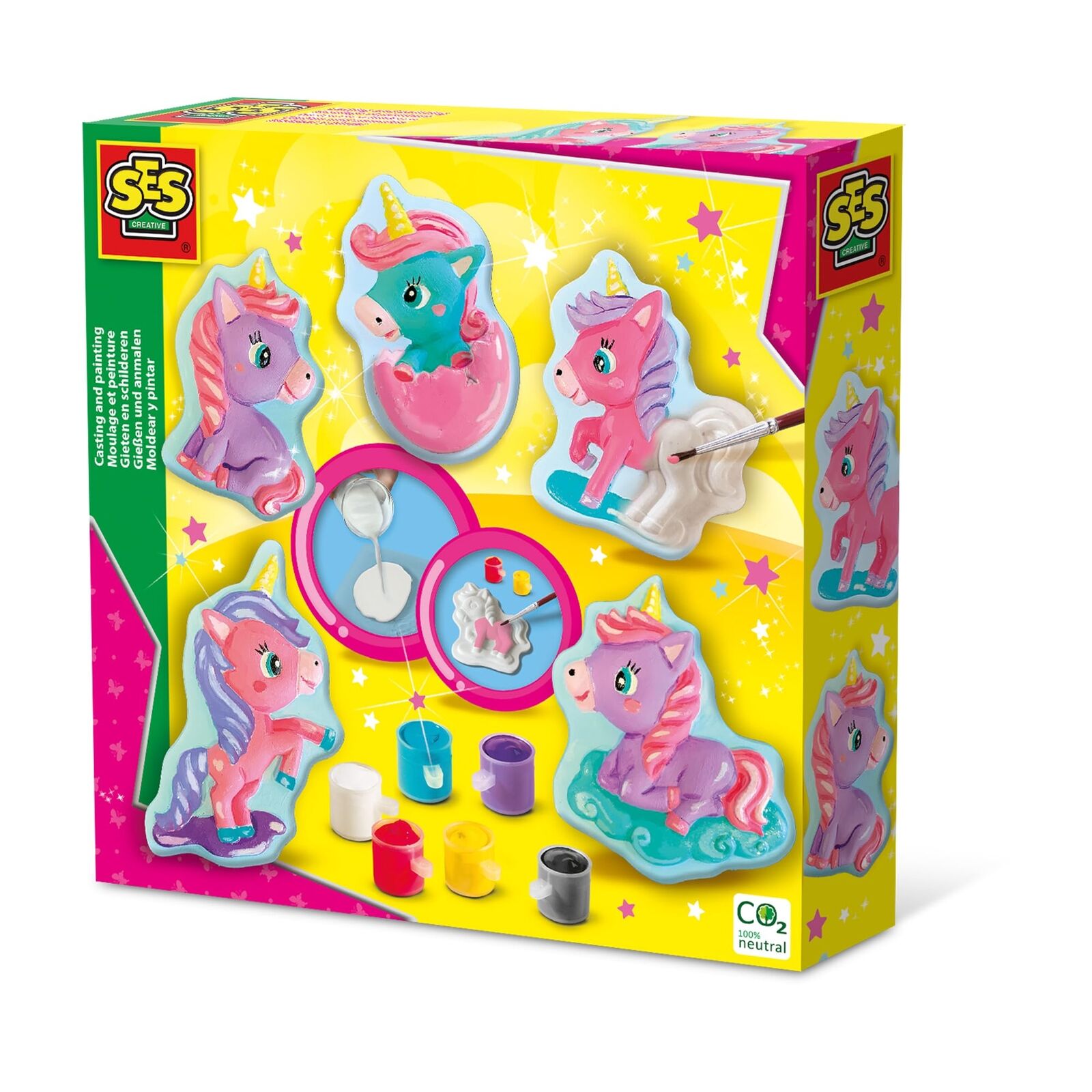 SES Creative- Casting e Pittura-Baby Unicorns, Colore Giallo, 01341