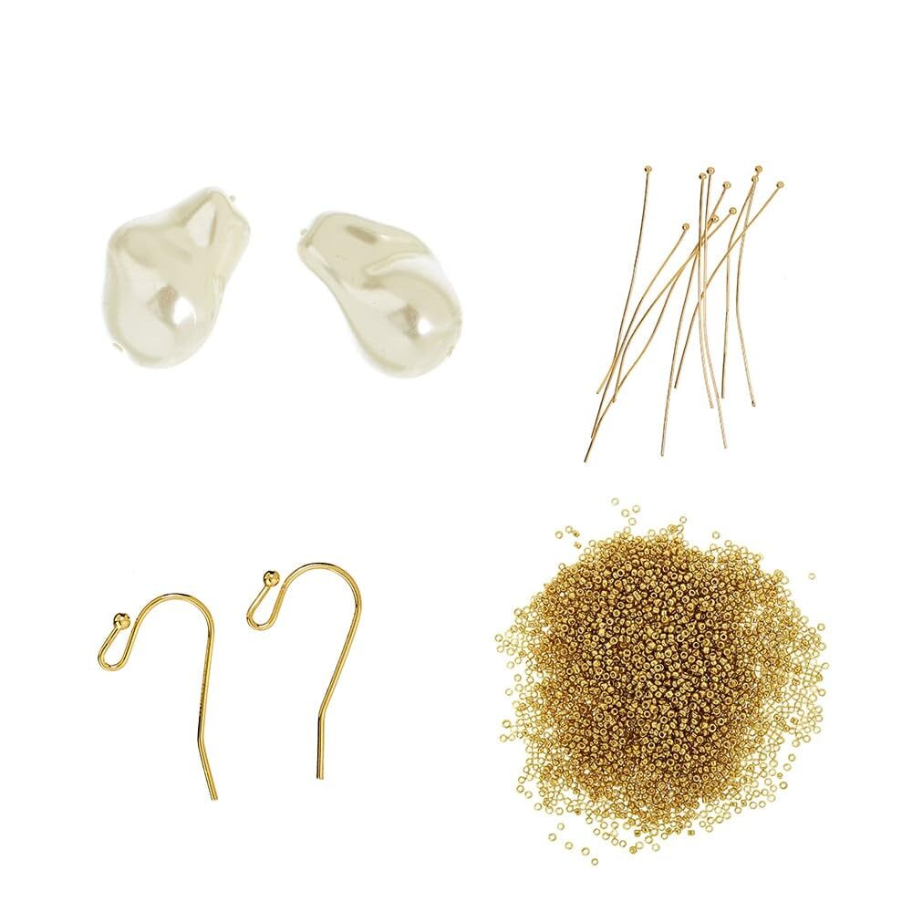 Me & My BOX - Mini Jewelry Kit Ear Hooks - Baroque Pearls - 18K gold plated - BO