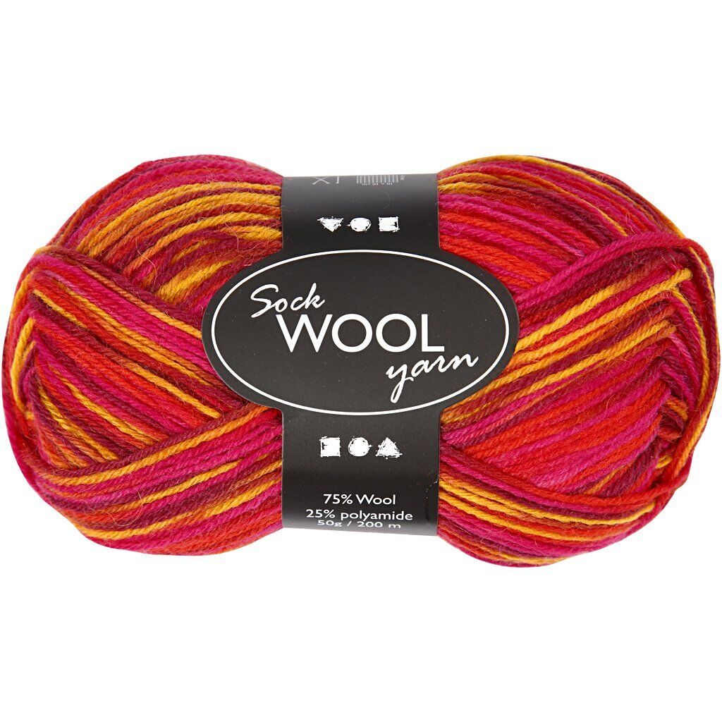 Creativ 100263 Sock Yarn, L: 200 m, red/orange harmony, 50 g