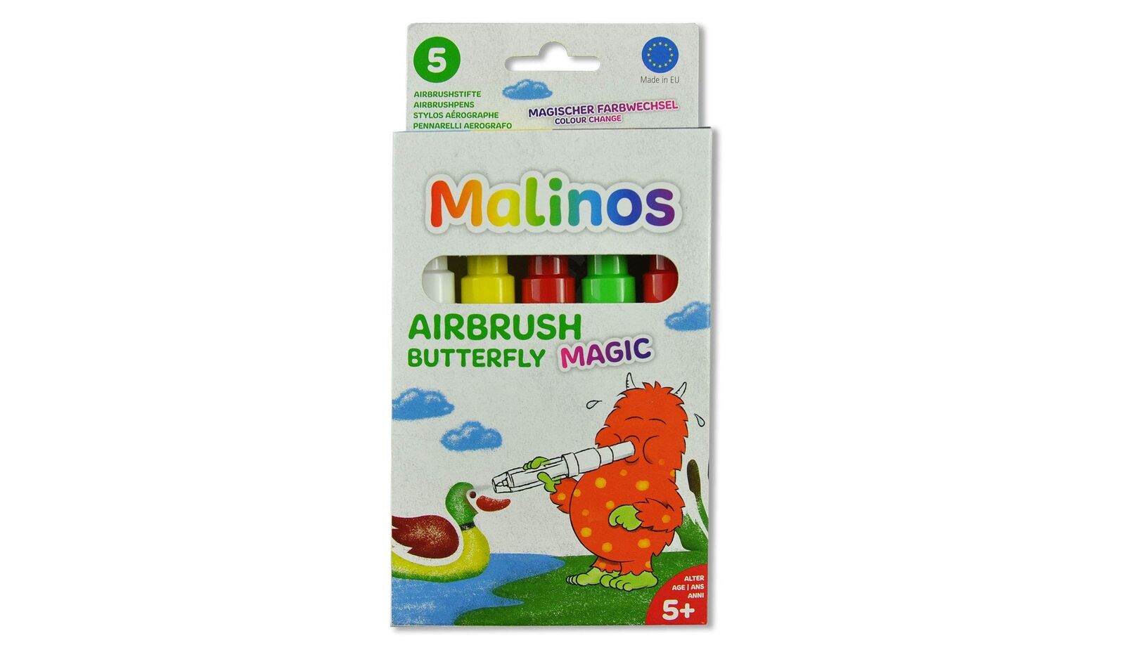 MALINOS 300966 Airbrush Magic 5er Butterfly inkl. Schablone A6, 10x20x2